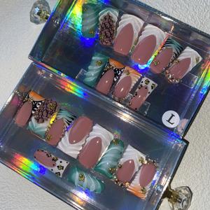 Oferta Especial: 10 Uñas Postizas Acrílicas Reutilizables con Diseño <span class=keywords><strong>de</strong></span> Pato, Hechas a Mano, <span class=keywords><strong>para</strong></span> Niños, Modelo Cuadrado con Patrón Artificial - Product Image 1