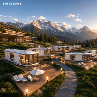 Maison capsule modulaire prête à être expédiée, structure en acier préfabriquée, cabane pour le glamping
