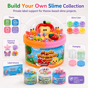 Slime de Arcilla con Logotipo Personalizado, 4 Temas Surtidos: Insectos, Laboratorio, Frutas, Sirena, con Dijes y Chispas, OEM, Marca Privada, Venta al Por Mayor - Product Image 2