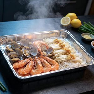 Plateau rectangulaire jetable en aluminium extra-large et épaissi pour aliments, vaisselle, fruits, plateau de fête, Chine - Product Image 1