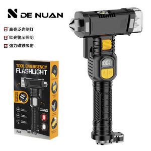 Linterna de Emergencia De Nuan 8 en 1 con Base Magnética y Luz de Advertencia Roja para Herramienta de Escape de Automóviles - Product Image 1