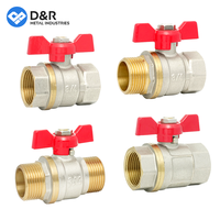 D & R OEM certificado 1/4-1 pulgadas válvula de bola de mariposa de latón GB estándar Manual hembra macho rosca agua 600 WOG venta directa de fábrica