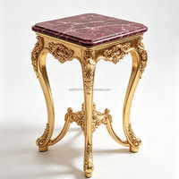Canapé et fauteuil en bois massif sculpté de luxe français, style européen, pour salon de villa, avec table d'appoint en marbre
