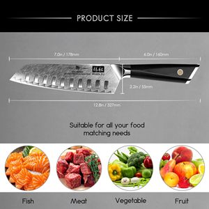 <span class=keywords><strong>Couteau</strong></span> de cuisine <span class=keywords><strong>SHAN</strong></span> <span class=keywords><strong>ZU</strong></span>, <span class=keywords><strong>couteau</strong></span> professionnel en acier Damas VG-10, lame japonaise, 8 pouces, super tranchant, <span class=keywords><strong>couteau</strong></span> Santoku - Product Image 3
