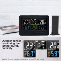 Station météo numérique moderne EMAF Factory OEM avec capteur intérieur/extérieur, radio-commandée, horloge de table et murale, prévisions météo et alarme