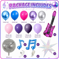 Guirlande de ballons sur le thème de la musique disco avec ballon en feuille d'aluminium étoile irisée pour la décoration murale de fête