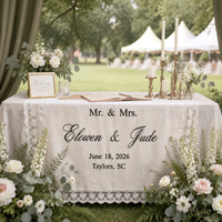 Chemin de table en lin brodé sur mesure, bannière de bienvenue pour mariage, nappe, panneau de mariage extérieur, décoration de table, décoration de photomaton