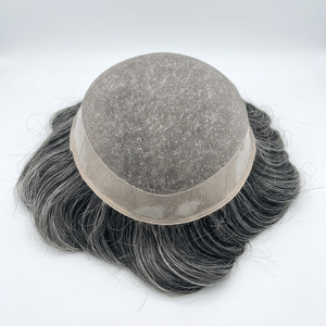 Parrucchino da Uomo di Alta Qualità con <span class=keywords><strong>Base</strong></span> Mono e Centro in PU Trasparente, <span class=keywords><strong>Capelli</strong></span> Indiani Remy, Densità 130%, Lunghezza <span class=keywords><strong>6</strong></span> Pollici - Product Image 1