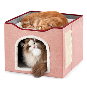 Cueva para gatos grande para casa de gatos con bola esponjosa y almohadilla para rascar, escondite plegable para gatos, casa para mascotas - Product Image 2