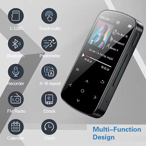 เครื่องเล่นเพลง MP4 BT หน้าจอสัมผัส IPS e-book FM พร้อมลำโพงและคลิปหลังที่บันทึกเสียง HIFI แบบ lossless