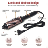 Brosse sèche-cheveux électrique PTC à revêtement céramique LED avec réglages de chaleur ajustables - Outil de coiffage volumisant en une seule étape