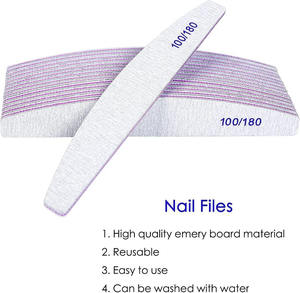 Lime à ongles personnalisée avec logo imprimé, vente directe usine, tampon de polissage 100/180, 100/100, lime à ongles en forme d'arc en papier de verre grainé - Product Image 5