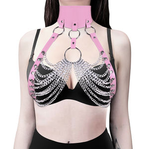 Body Sexy pour femme, Lingerie en cuir, pyjama, ensemble érotique à rayures - Product Image 1