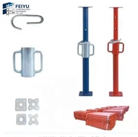 Étai en acier réglable avec tête en U et plaque de base en forme de fleur, support temporaire pour dalle en béton, poteau d'échafaudage
