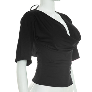 Viviblook Y26TP271 – Haut décontracté d'été pour femme, nouveau t-shirt sexy à épaules dénudées et dos nu avec lacets pour dames - Product Image 2