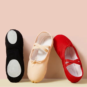 Chaussons de <span class=keywords><strong>danse</strong></span> classiques en toile confortables et très demandés avec semelle en cuir véritable, chaussures de ballerine à semelle souple pour filles - Product Image 2