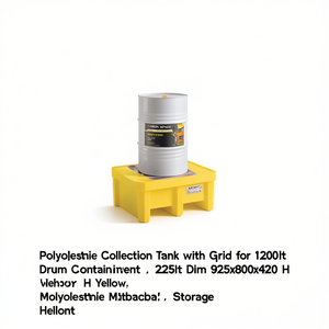 Tanque de Recolección de Polietileno Fami con Rejilla para Contención de Tambores de 1200 Litros, 225 Litros, Dim. 925x800x420 H, Amarillo - Product Image 2