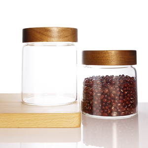 Pot de conservation hermétique <span class=keywords><strong>en</strong></span> <span class=keywords><strong>verre</strong></span> pour aliments, thé, café, avec couvercle <span class=keywords><strong>en</strong></span> bois d'acacia, <span class=keywords><strong>grand</strong></span> format - Product Image 4
