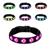 Collier LED pour chien en nylon, rechargeable par USB, résistant à l'eau, avec boucle réglable, haute visibilité pour la marche nocturne