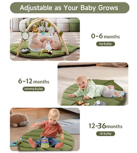 <span class=keywords><strong>Tapis</strong></span> de <span class=keywords><strong>jeu</strong></span> 2 en 1 nouveau design vert doux pour les jeunes avec jouets suspendus comprenant un jouet en peluche écureuil parfait pour les jeux. - Product Image 3