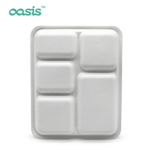 Disposable Waterproof Sugarcane Bagasse Fast Food Containers Bio Paper Take Away Plate <strong>Tray</strong> for Outdoor Camping Adventures - Product Image 3