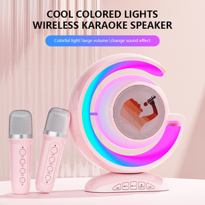 Mini altavoz portátil de Karaoke para niños con dos micrófonos, luz de color RGB, Karaoke para cantar en casa, familia, inalámbrico para exteriores - Product Image 2