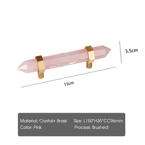Preto Rosa de Puxar Natural Cristal Botão de Punho Do Armário de Cozinha Gaveta Pull Dresser Pull Hardware Decorativa 96 128 milímetros