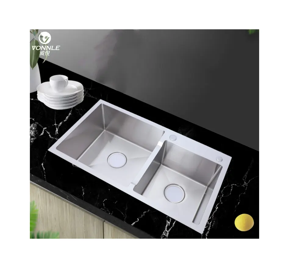 Yeni ürün paslanmaz çelik lavabo mutfak ikili evye yıkama sebze mutfak iş istasyonları lavabo