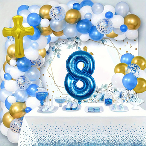 Bleu blanc or ballons anniversaire bébé garçon pleine lune dieu bénisse fête décoration ballon <span class=keywords><strong>ensemble</strong></span> pour bébé douche baptême fête - Product Image 1
