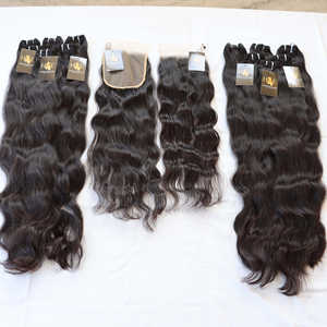 Paquets de cheveux humains vierges indiens bruts 4x4 5x5 6x6 fermeture à lacet frontale HD 13x4 13x6 360 fermeture à lacet frontale style à vague qualité 10A - Product Image 3