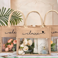 Recién llegado, diseño de logotipo personalizado, bolsa de yute de playa transparente impermeable para boda