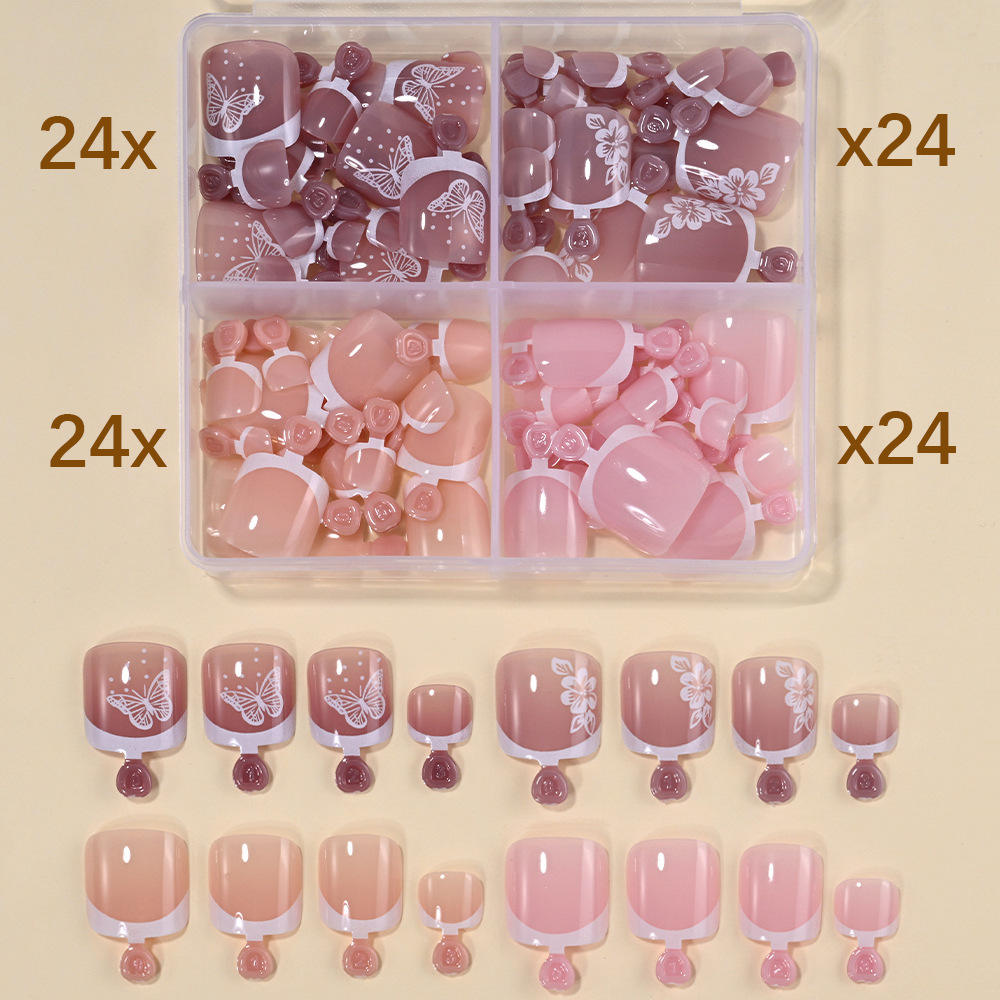 Four-grid toe press-on nails-01
