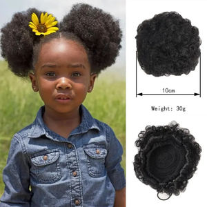 Vente en gros Perruque africaine pour enfants de 4 pouces <span class=keywords><strong>Chignon</strong></span> de cheveux pour enfants en soie mate africaine moelleuse en stock - Product Image 2