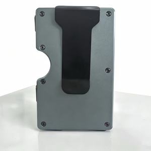 ที่ใส่บัตรธุรกิจแบบมินิมอลจากโรงงานจีน สีเทา อลูมิเนียม โลหะ <span class=keywords><strong>กระเป๋า</strong></span>สตางค์ผู้ชาย พร้อมตะขอเกี่ยว - Product Image 1