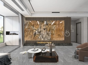 Panel de Pared Decorativo de Mármol Pulido Marrón Shangri-<span class=keywords><strong>La</strong></span> de Diseño Moderno, Piedra de Lujo para Decoración de Sala de Estar, Fondo de <span class=keywords><strong>TV</strong></span> y Chimenea - Product Image 4