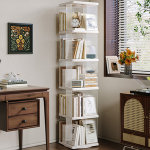 Estantería Giratoria de Plástico con Diseño <span class=keywords><strong>Circular</strong></span> y Cuadrado, Tipo de Pie, para Sala de Estar y Lectura en el Hogar - Product Image 5