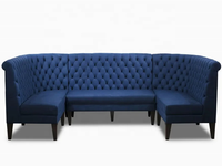 Banquette Courbe en Velours Bleu pour Restaurant, Sièges Capitonnés Diamantés, Canapé pour Boîte de Nuit, Club VIP, Café, Hôtel, Mobilier Commercial