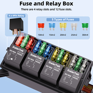 Boîtier de relais et de fusibles automobile, 12V pré-câblé, étanche, avec bloc de fusibles 12 emplacements et module de relais 4 voies, pour voiture, camion, camping-car - Product Image 2