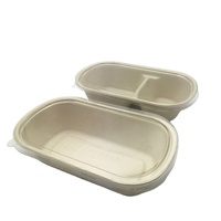 Contenedor de comida biodegradable para llevar, vajilla Rectangular y ecológica de 26oz, para Catering, con tapas