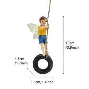 Fata delle fiori in resina con mini pneumatico per decorazioni da giardino delle fate, decorazione per piante grasse, elemento decorativo sospeso per spazi esterni affascinanti - Product Image 5