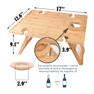Klappbare Holz tablett Strand Charc uterie Board Tragbare Massivholz Wein Picknick tisch für Frauen Männer Geschenk - Product Image 5
