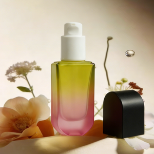 Flacon en verre de 30 ml pour crème visage et fond de teint avec pompe, fond épais, surface givrée, petit flacon de reconditionnement, flacons de soin de la peau de luxe - Product Image 4