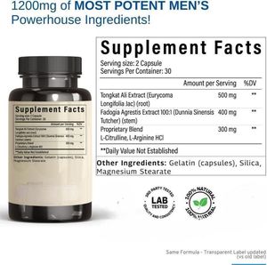 Cápsula mixta Tongkat Ali de paquete OEM formulada con extracto de Fadogia Agrestis, cápsulas de Tongkat Ali de hierbas naturales para la salud de los hombres - Product Image 2