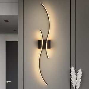 Applique murale LED minimaliste moderne pour chambre d'hôtel longue bande <span class=keywords><strong>couloir</strong></span> fond créatif Design télécommande pour la décoration intérieure - Product Image 4