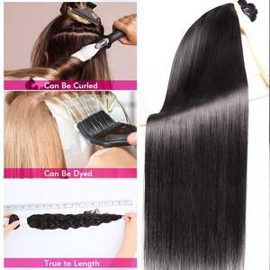 Extensions de cheveux naturels indiens 12A 16A, lisses comme des baguettes, non traités, 30 pouces, lots de 3 ou 4, noir naturel - Product Image 4