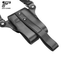 Gun & Flower Étui d'épaule tactique universel en cuir italien Double pochette magnétique en cuir pleine fleur confort Logo personnalisable