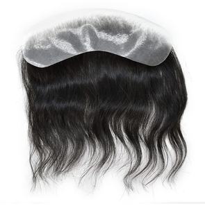 Vente chaude 100% système de remplacement de morceau de cheveux humains remy pour hommes toupet avant 6 pouces peau mince pu Base délié noir naturel - Product Image 2