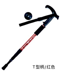 Bâton de randonnée en alliage d'aluminium avec poignée en T, 4 sections télescopiques, pour la randonnée en plein air, l'escalade, la marche, noir - Product Image 3