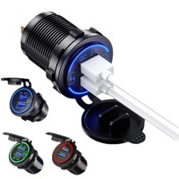 Chargeur de voiture OLIVER 12-24V pour voiture, yacht et camping-car, avec interrupteur tactile, charge rapide QC 30 et double port USB
