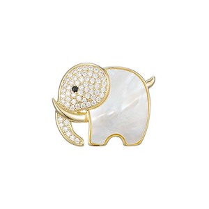 <b>Elephant</b> Magnetic Brooch Natural Seashell Inlay Zinc Alloy Unisex <b>Gift</b> Jewelry - Product Image 5